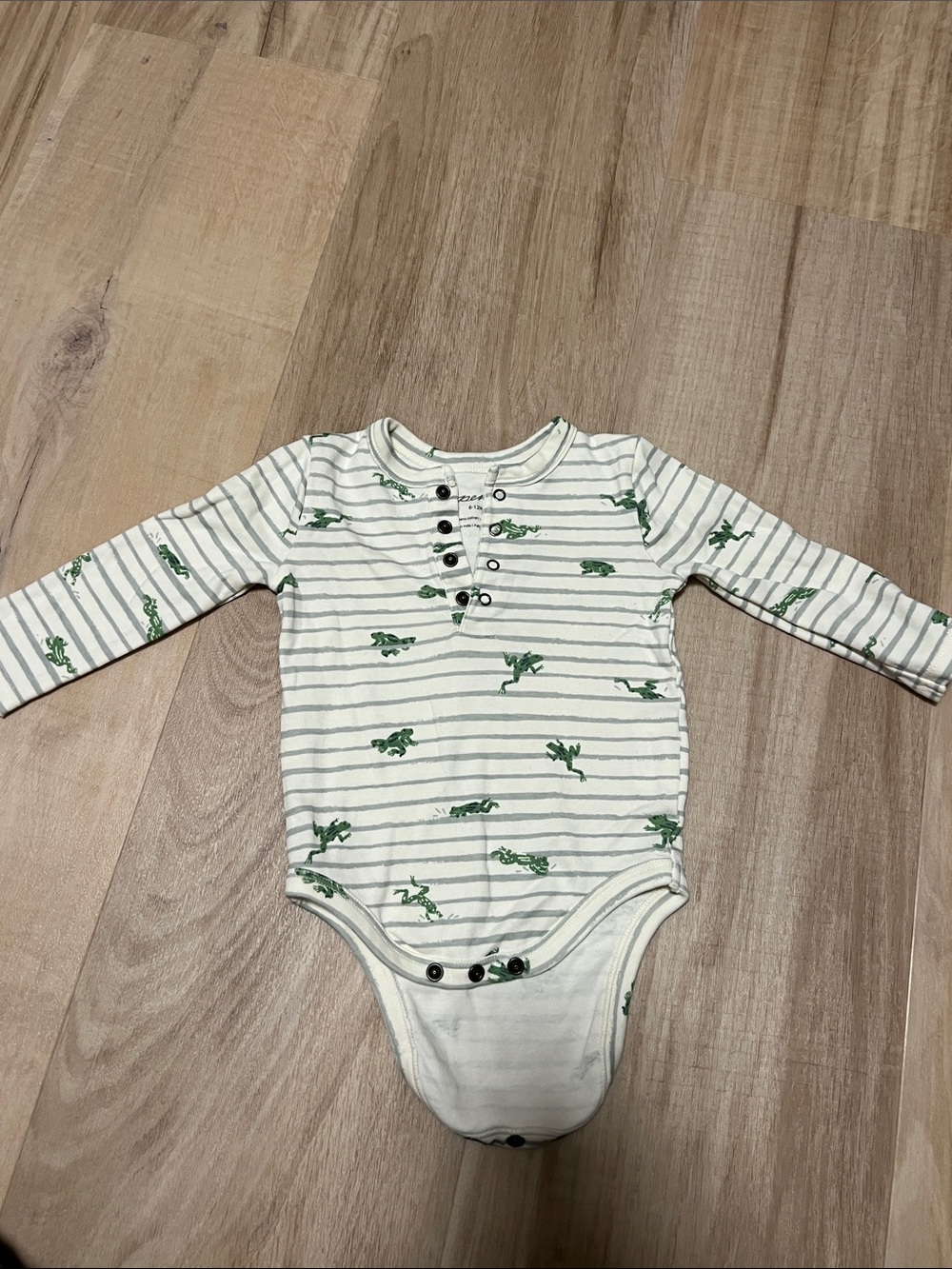 Pehr Cream & Green Striped One-Piece Bodysuit 6-12 M